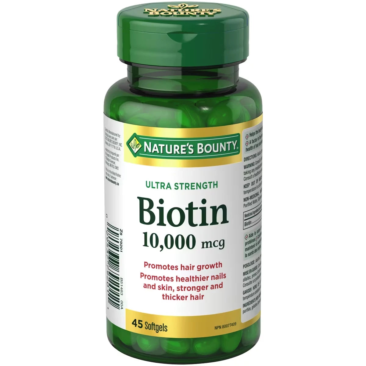 Natures Bounty Biotin Supplement, 10000mcg 45 count view 2