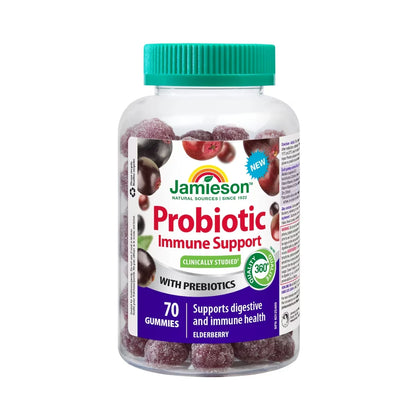 Jamieson Probiotic Immune Gummies Elderberry Flavour, 70 Count front package
