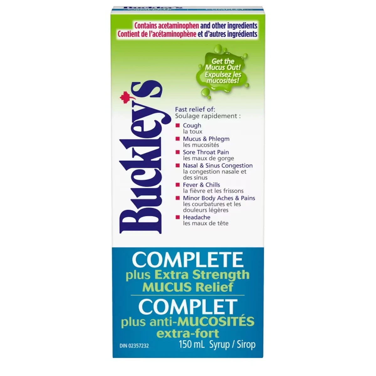 Buckleys Buckley's® Mucus Relief Cough Cold & Flu Syrup Sucrose-Free 150mL front package