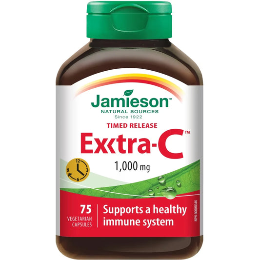 Jamieson Exxtra-C Vitamin C 1,000 mgTimed Release Capsules front package