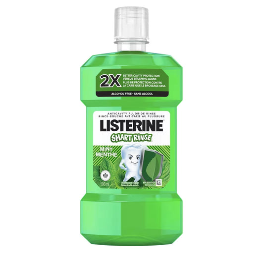 Listerine Smart Rinse Kids Mouthwash, Mint, Alcohol-Free, 500 mL product image