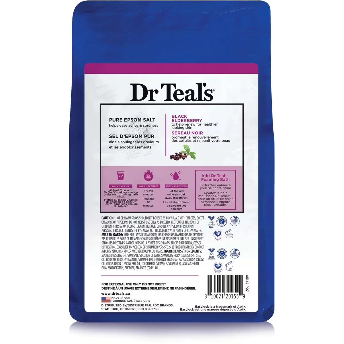 Dr Teal's Pure Epsom Salt Soak, Black Elderberry with Vitamin D product detail