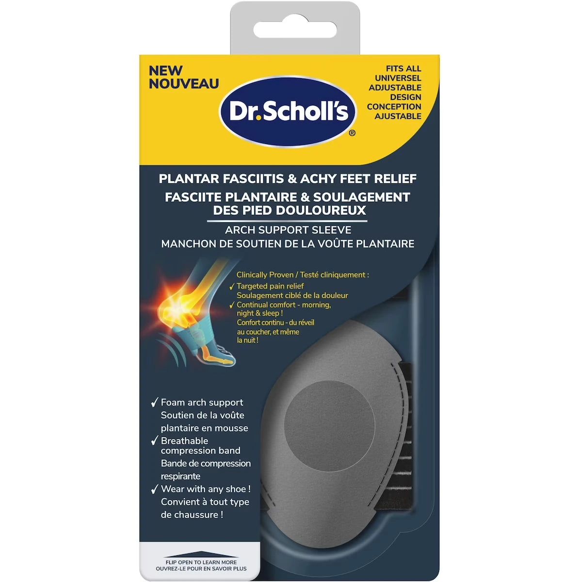 Dr. Scholl's Plantar Fasciitis & Achy Feet Relief Arch Support Sleeve, Unisex front package