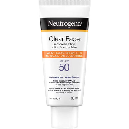 Neutrogena Clear Face Sunscreen SPF 50 front package