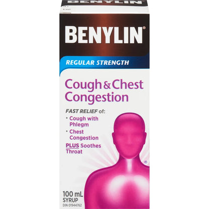 Benylin Regular Stregnth Cough & Chest Congestion Relief Syrup front package