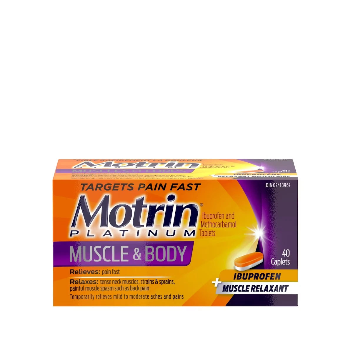 Motrin Platinum Muscle & Body Pain Relief front package