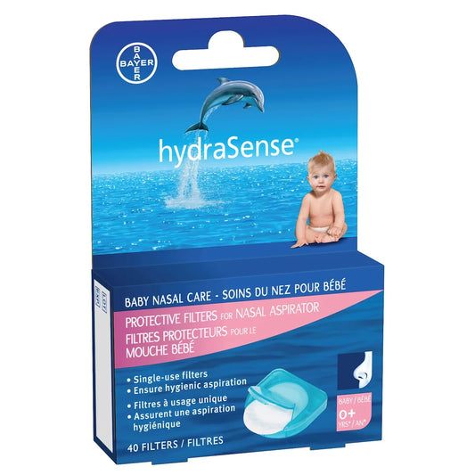 Hydrasense Protective Filters For Nasal Aspirator, Baby Nasal Care, Single-Use, 40 Filters product package