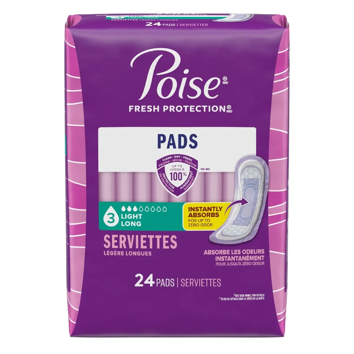 Poise Incontinence Pads, Light Absorbency, Long product detail