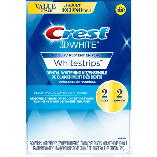 Crest 3D White Whitestrips Classic Vivid, 20 Treatments front package