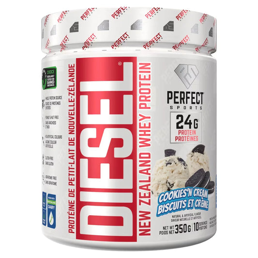 Perfect Sports Diesel New Zealand Whey Protein Powder front package