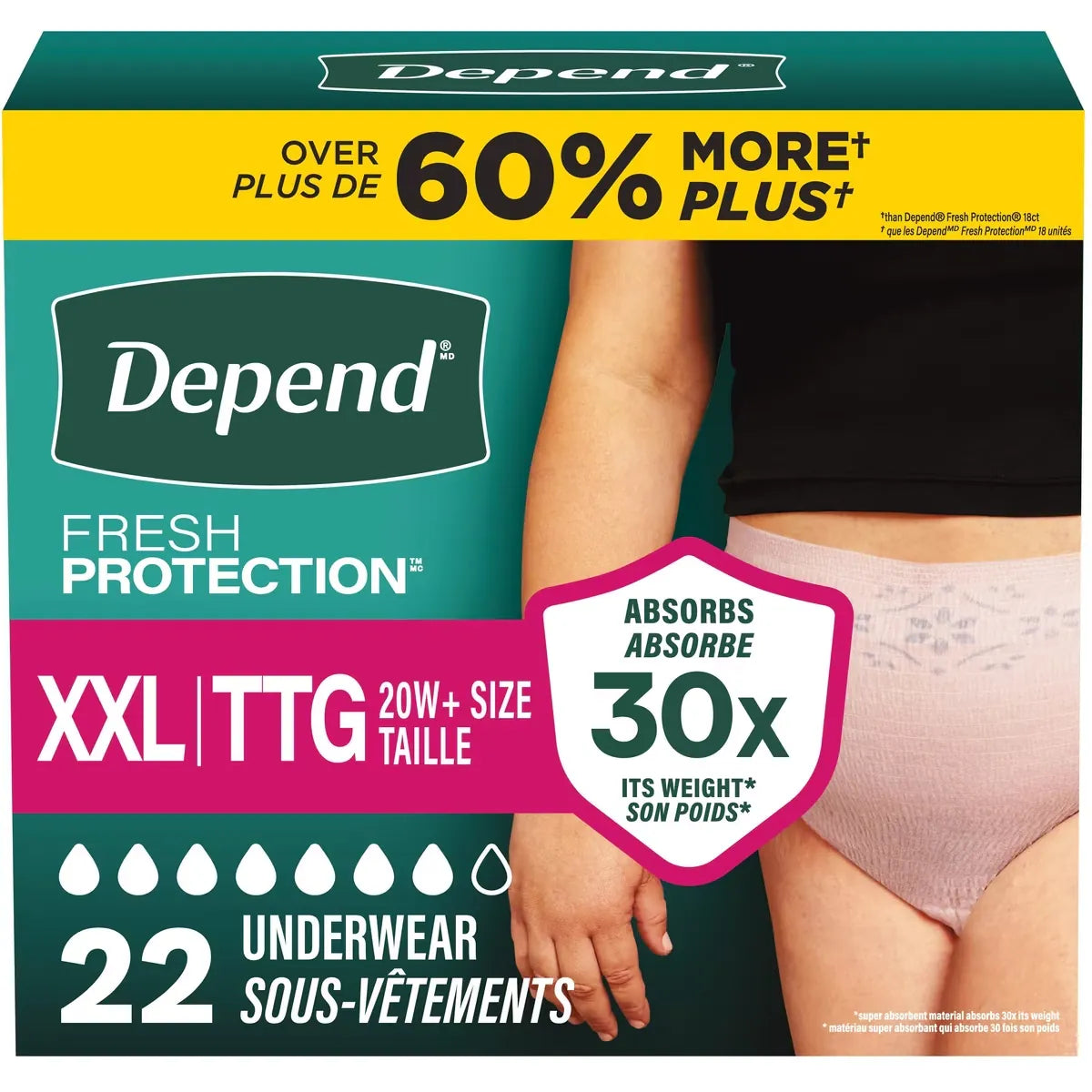 Depend Fresh Protection Adult Incontinence & Postpartum Bladder Leak Underwear for Women front package