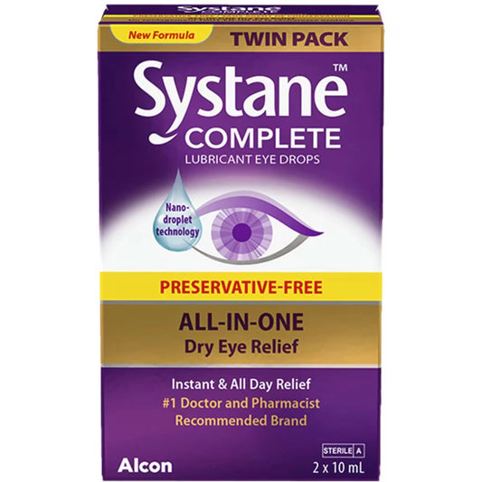 Systane Complete Lubricant Eye Drops Preservative Free Twin Pack 20 mL front package