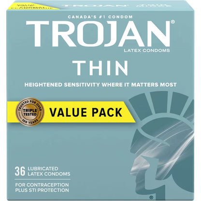 Trojan Thin Lubricated Condoms front package
