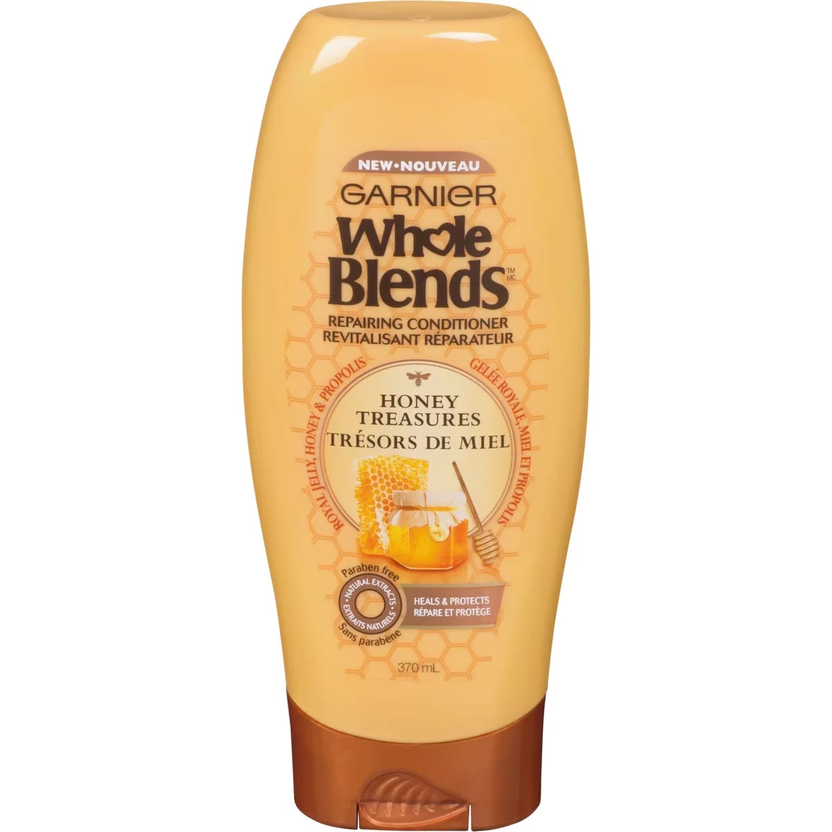 Garnier Whole Blends Honey Treasures Repairing Conditioner, for Damaged and Dry Hair front package