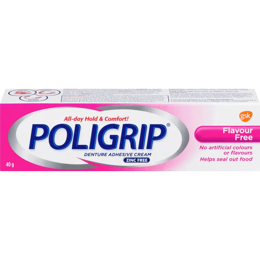 Poli Grip Poligrip Flavour Free Denture Adhesive Cream, 40g front package