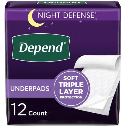 Depend Bed Protectors, Overnight Absorbency, Disposable Underpads front package