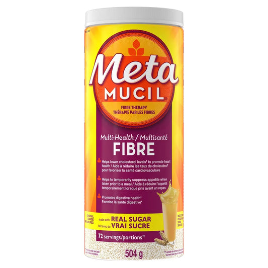 Metamucil 3 in 1 MultiHealth Fibre! Fiber Supplement Powder, Original, 504 g front package