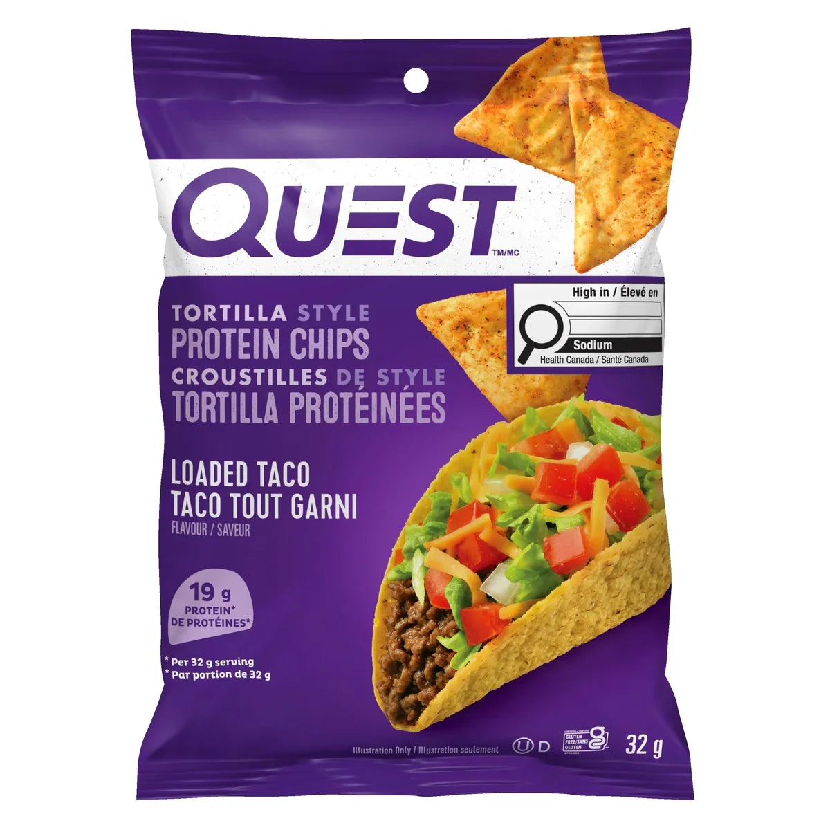 Quest Loaded Taco Tortilla Chips front package