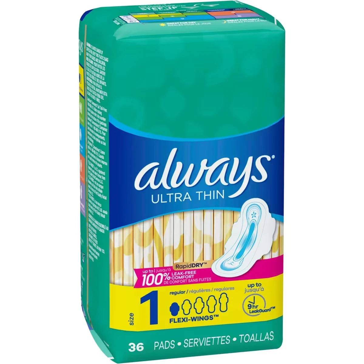 Always Ultra Thin Pads Size 1 Regular Absorbency Unscented with Wings, 36 Count product detail