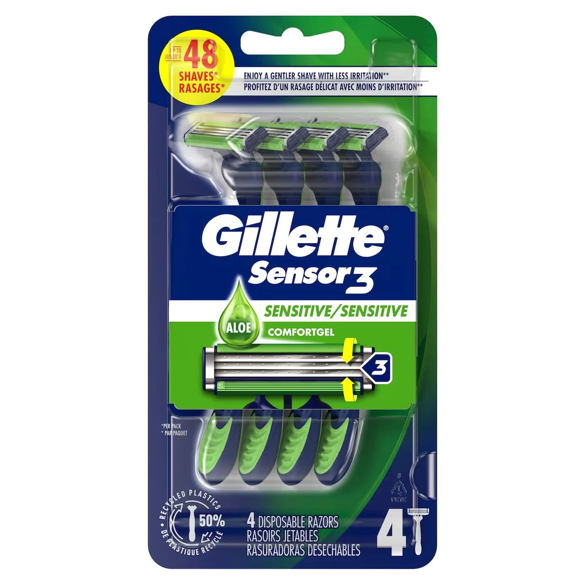 Gillette Sensor3 Sensitive Men's Disposable Razor - 4 Pack product detail