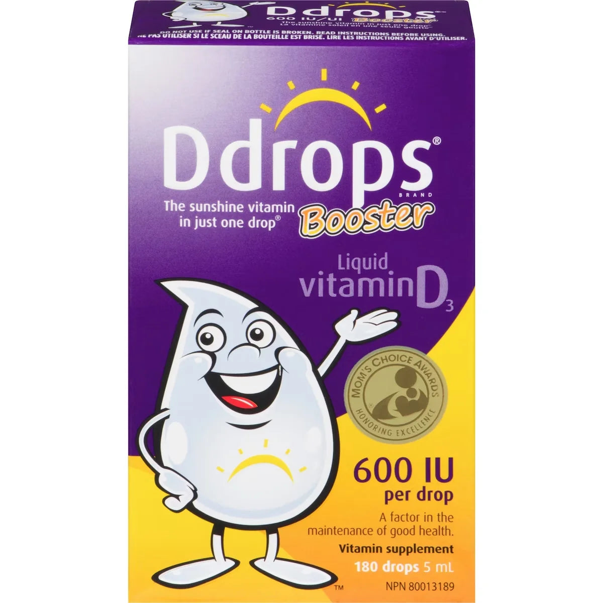 Ddrops Booster 600 IU Vitamin D3, 180 drops front package