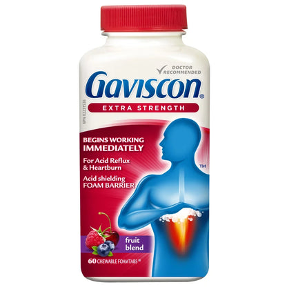Gaviscon Extra Strength Chewable Foamtabs Fruit Blend front package