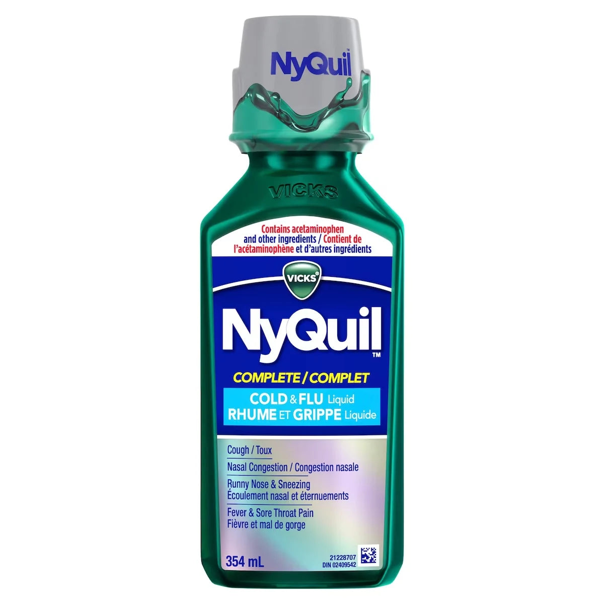 Vicks NyQuil COMPLETE Cold, Flu, and Congestion Medicine, 354 mL, Original Flavor product image
