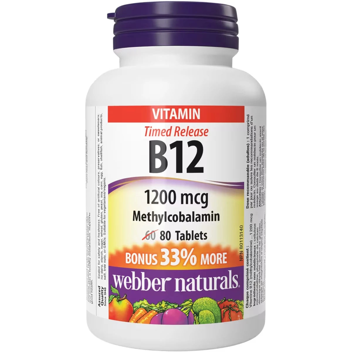 Webber Timed-Release Vitamin B12 1200 mcg front package