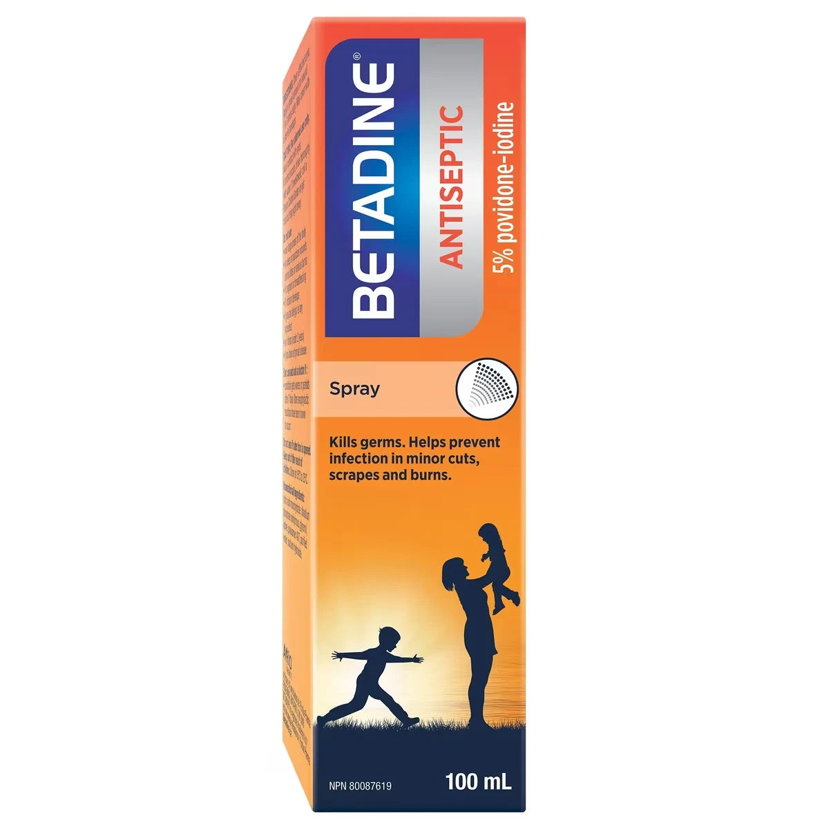 Betadine 5% Antiseptic Spray front package