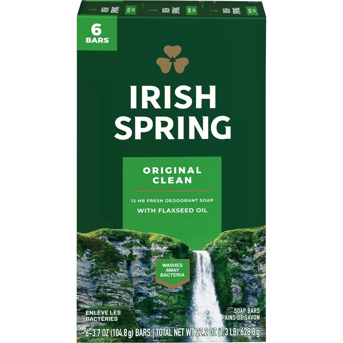 Irish Spring Original Clean Deodorant Bar Soap for Men, 104.7 g, 6 Pack product image