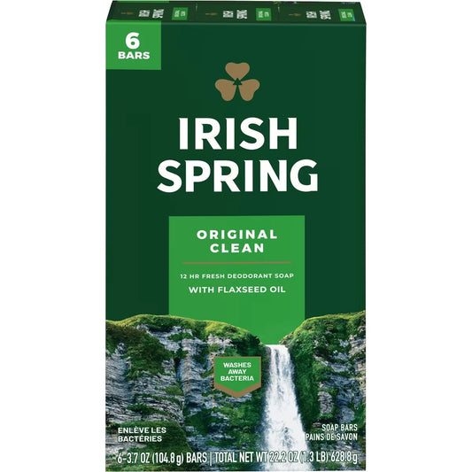 Irish Spring Original Clean Deodorant Bar Soap for Men, 104.7 g, 6 Pack product image
