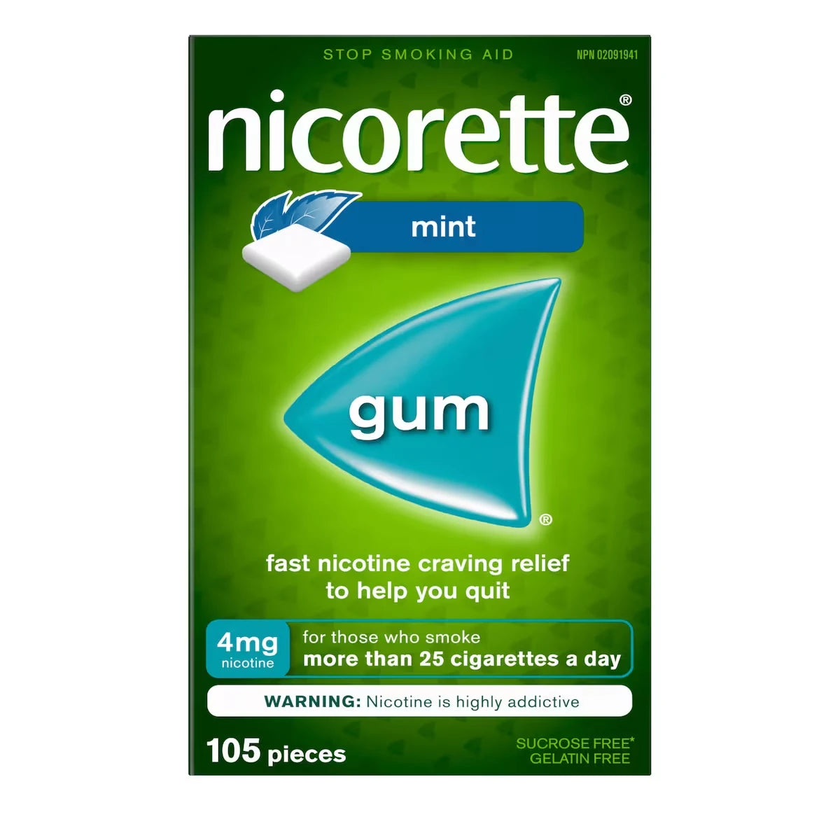 Nicorette Nicotine Gum, 4 mg, Extreme Chill Mint Flavour front package