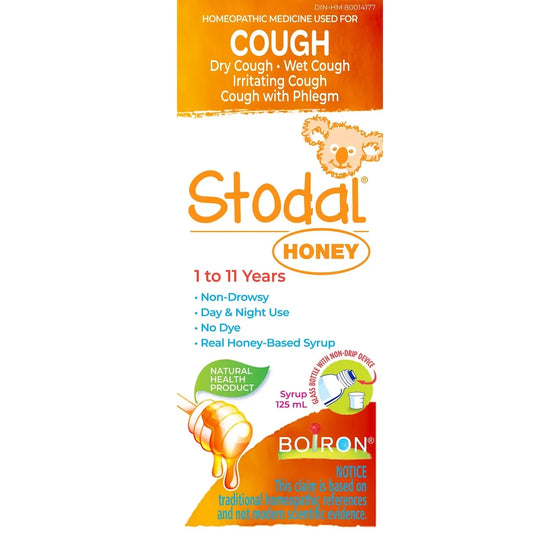 Boiron Children's Stodal Honey for Dry or Wet Cough in Children 1 to 11 Years of Age product package