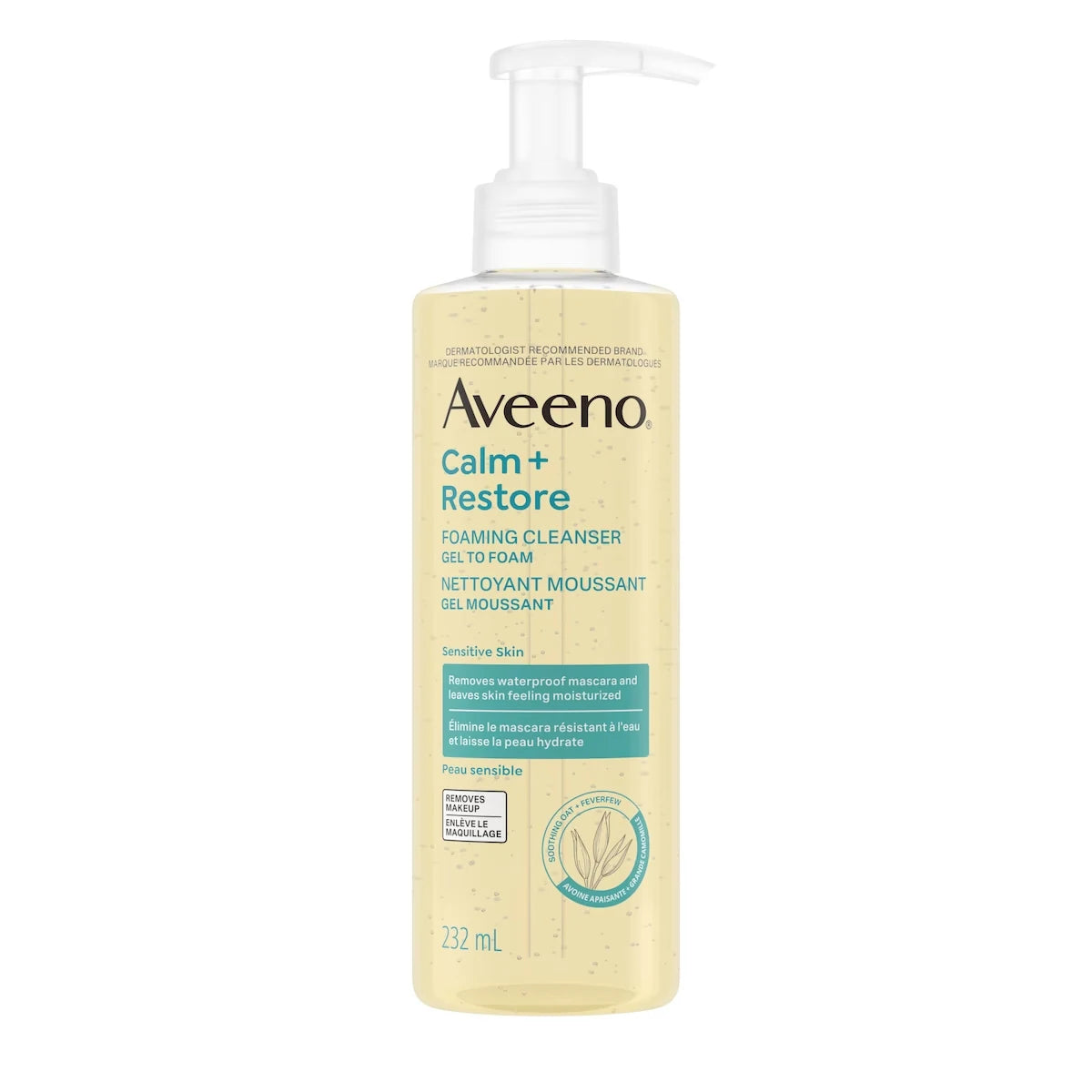 Aveeno Calm + Restore Foaming Cleanser for Sensitive Skin front package