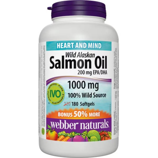 Webber Wild Alaskan Salmon Oil 200 mg EPA/DHA 1000 mg front package