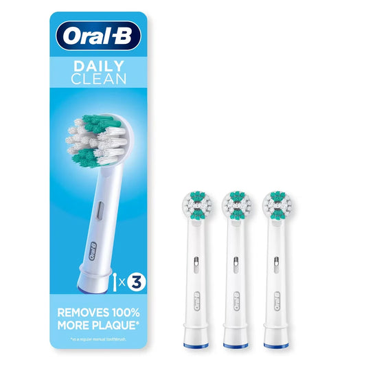 Oral B Daily Clean Electric Toothbrush Replacement Brush Heads Refill, 3 count front package