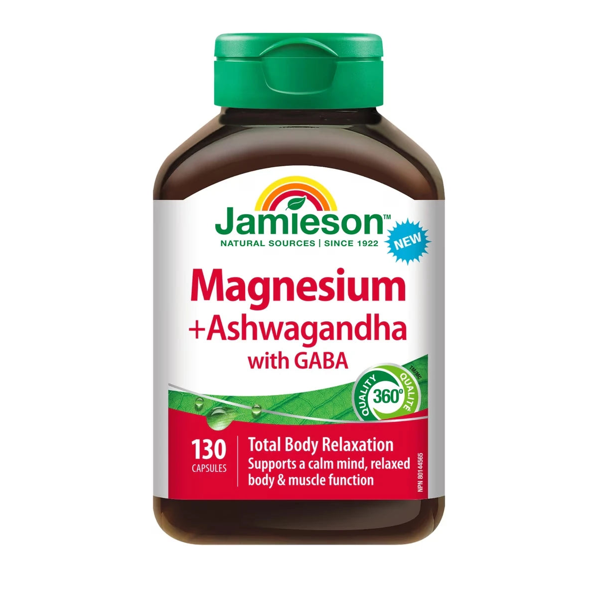 Jamieson Magnesium with Ashwagandha + GABA 130 capsules front package