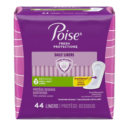 Poise Daily Incontinence Panty Liners, Very Light Absorbency, Long front package