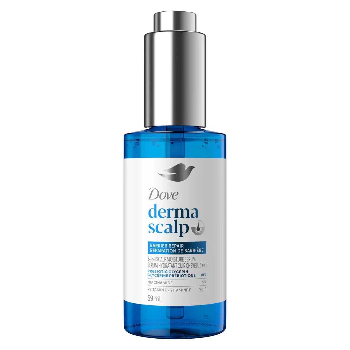 Dove Derma Scalp 3-in-1 Scalp Moisture Serum for Hair Resilience Boosting & Moisture, 59mL front package