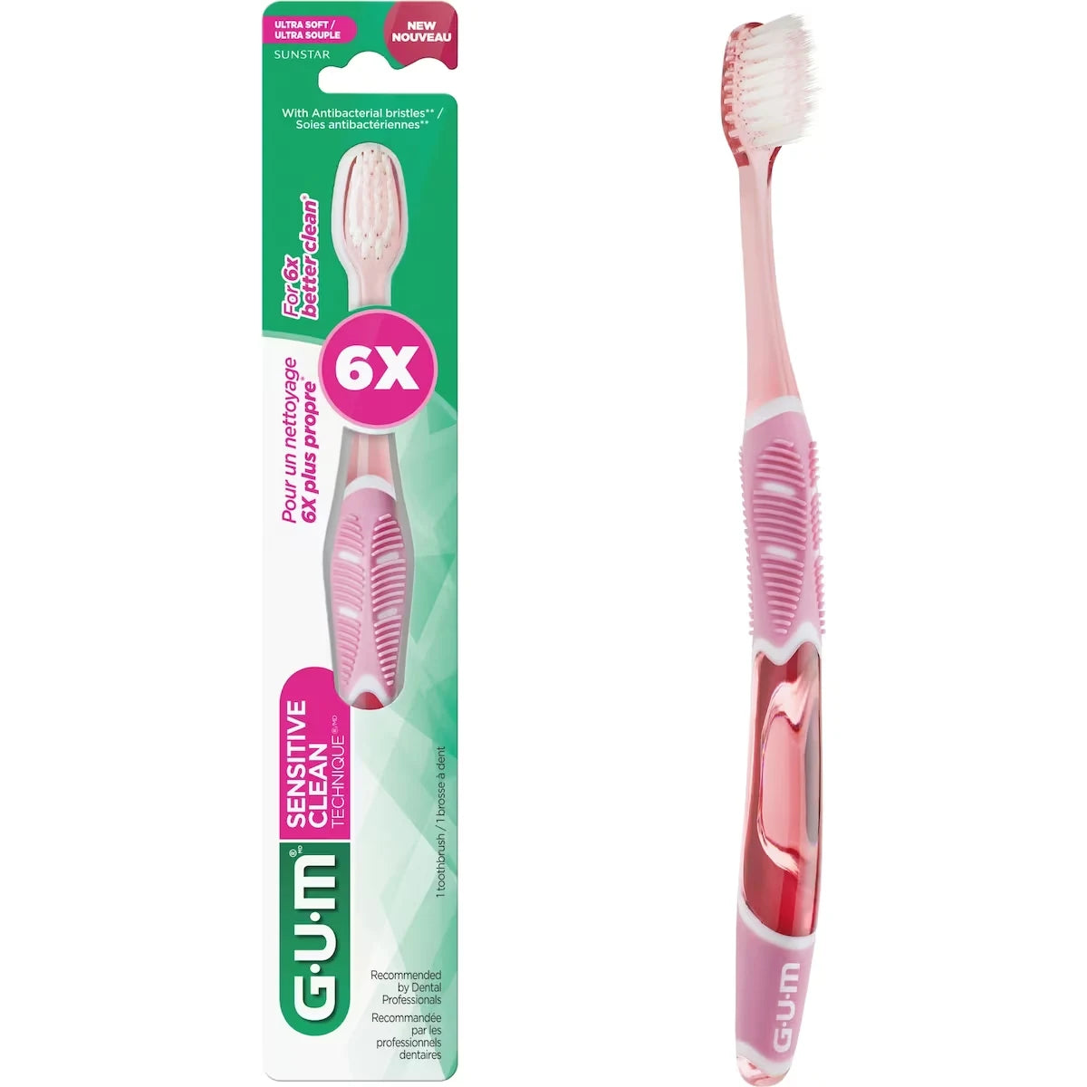 Gum TECHNIQUE® Sensitive Clean Toothbrush, Compact, Ultra Soft Bristles front package