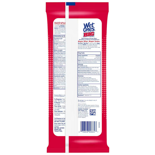 Wet Ones Big Ones Antibacterial Wipes, Fresh Scent 28 Wipes, Travel Pack product detail