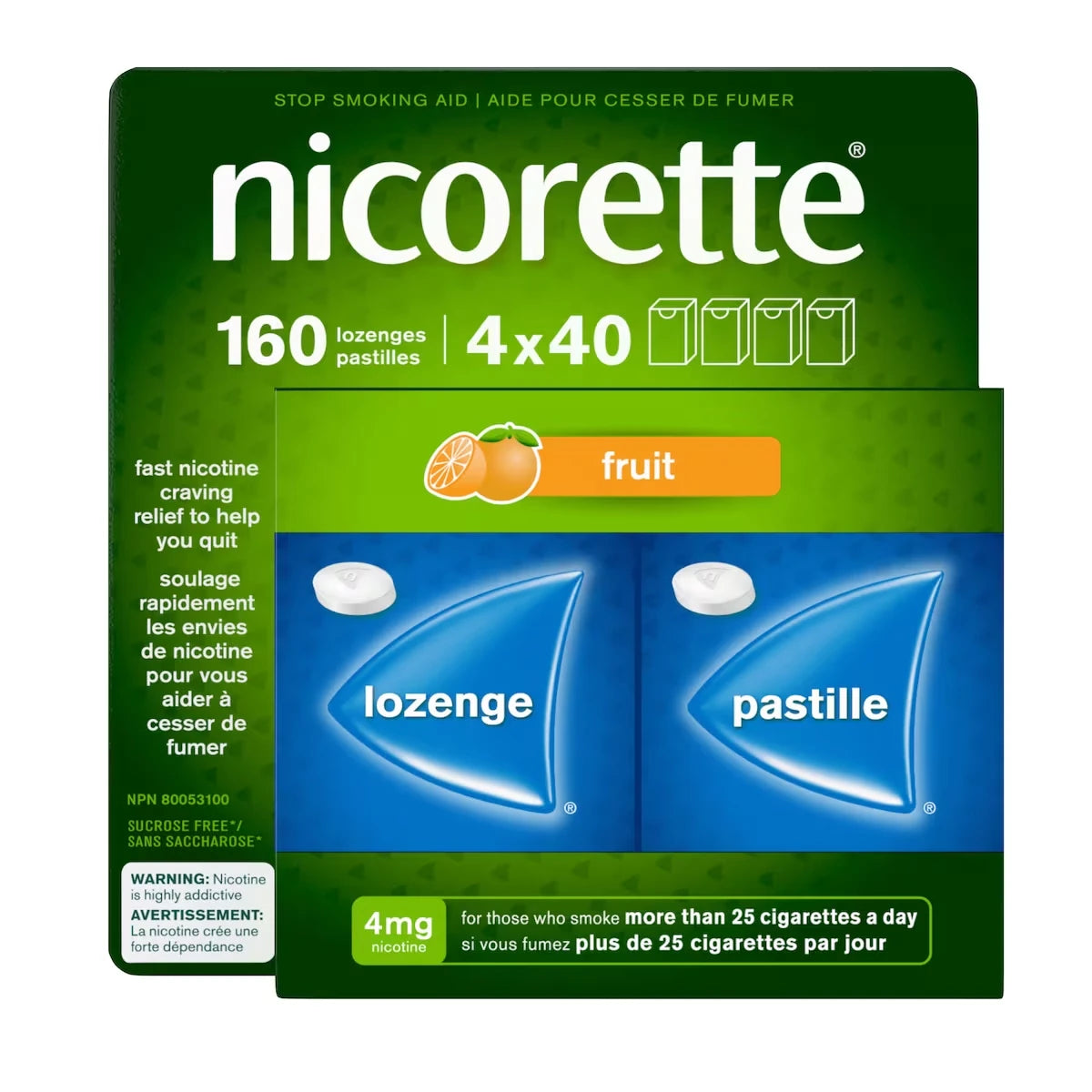 Nicorette Nicotine Lozenges, 4mg, Fresh Fruit front package