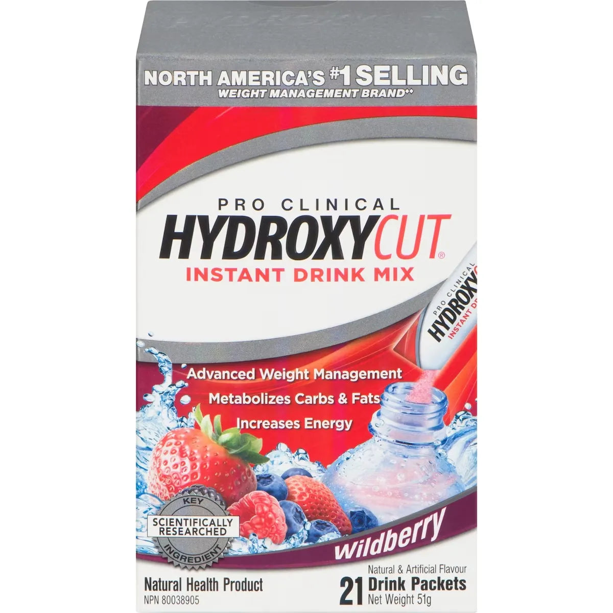 Hydroxycut Wildberry Instant Drink Mi front package
