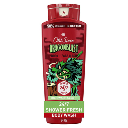 Old Spice Body Wash for Men, Dragonblast, Long Lasting Lather front package
