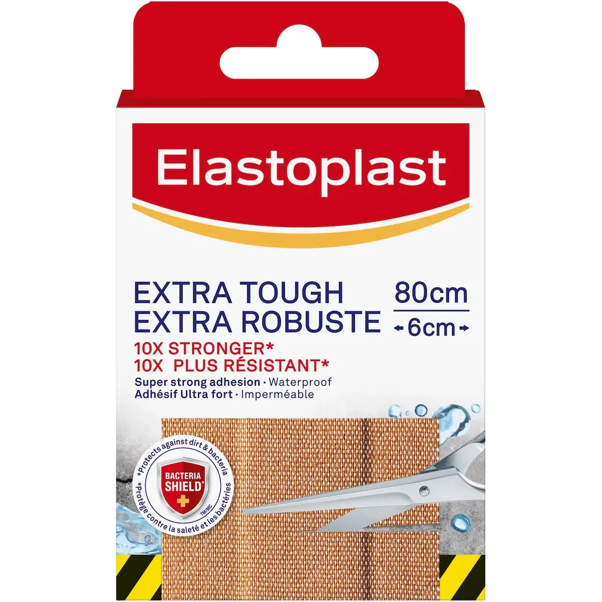 Elastoplast Extra Tough Waterproof Dressing Strips 6cmx8cm 8s (Relaunch) front package