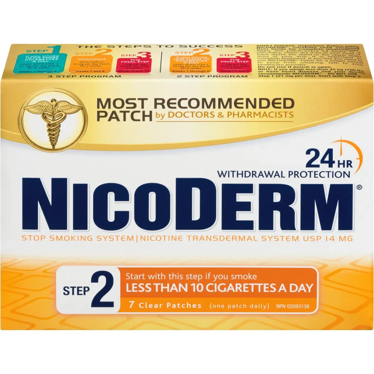 Nicoderm Stop Smoking System, STEP 2, 7 clear patches (one patch daily) 14 mg/day product detail