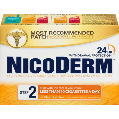 Nicoderm Stop Smoking System, STEP 2, 7 clear patches (one patch daily) 14 mg/day product detail