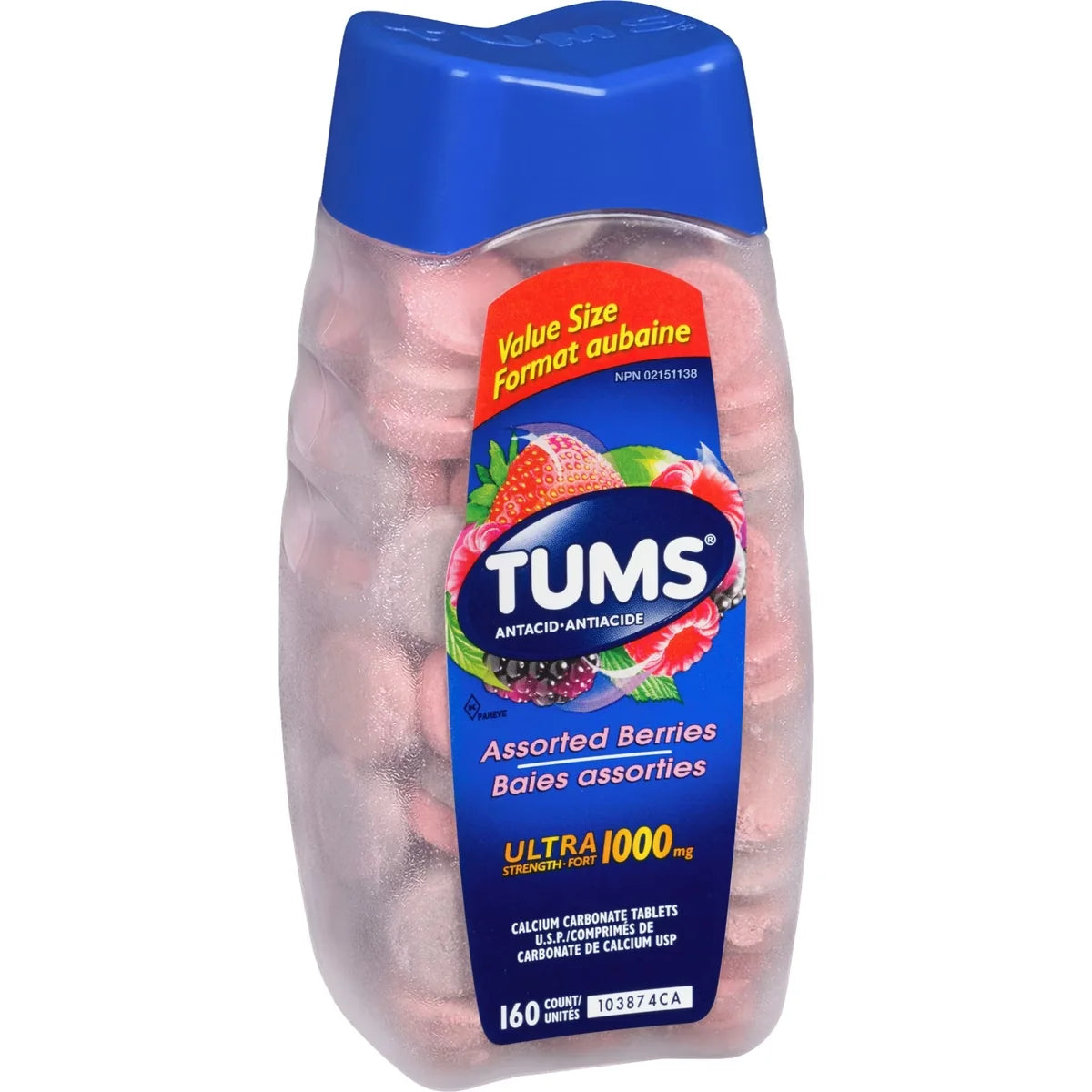 Tums Ultra Strength Antacid for Heartburn Relief Assorted Berry 160 count product detail