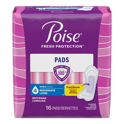 Poise Incontinence Pads, Moderate Absorbency, Long product detail
