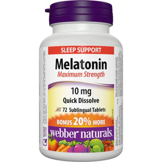 Webber Melatonin Maximum Strength Quick Dissolve 10 mg front package